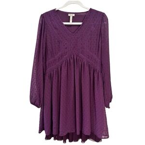 Matilda Jane Womens Fancy Festive Dress, Plum, Fits Size L, Long Sleeve, Chiffon